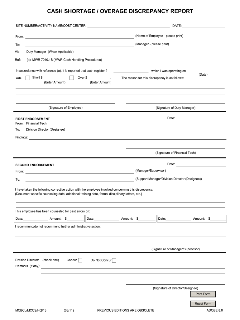  Discrepancy Report Template 2011-2024