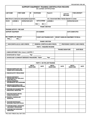 Support Equipment Training Certification Record Naval Forms Online