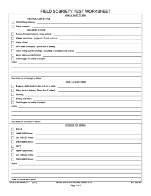 Field Sobriety Test Forms