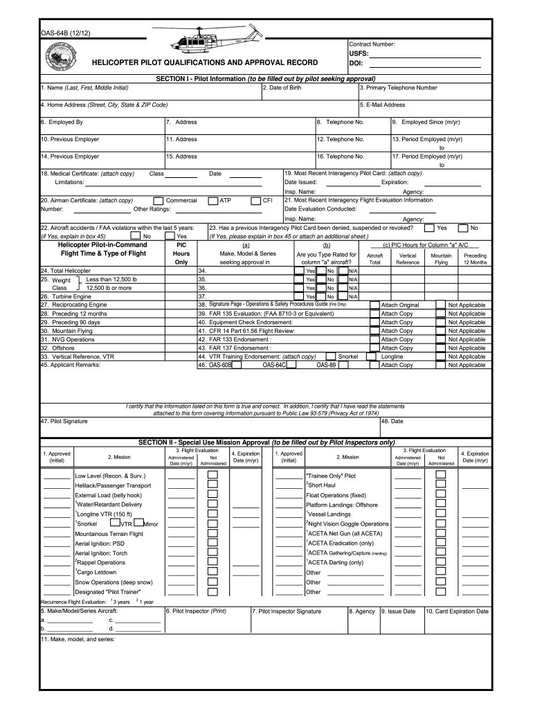  Oas Form 64b 2012-2024