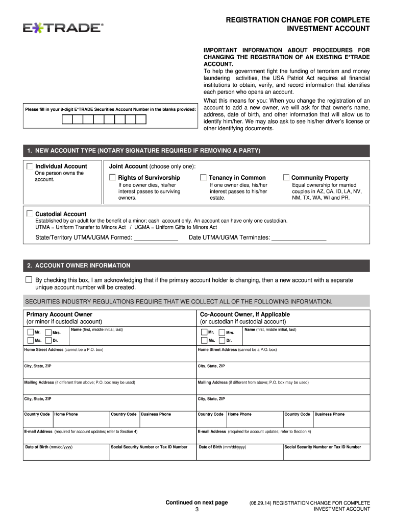 E Trade Training Registration  Form