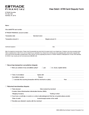 Etrade Atm Card  Form