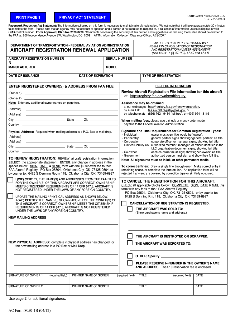 Faa Form 8050 1b