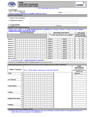 Hnb Account Opening Application Form for Company