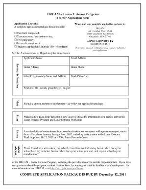 Nasa Application Form