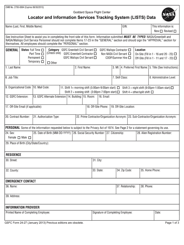  Gsfc Form 24 27 2013-2024