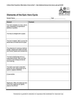 Hero&#039;s Journey Fill in the Blanks  Form