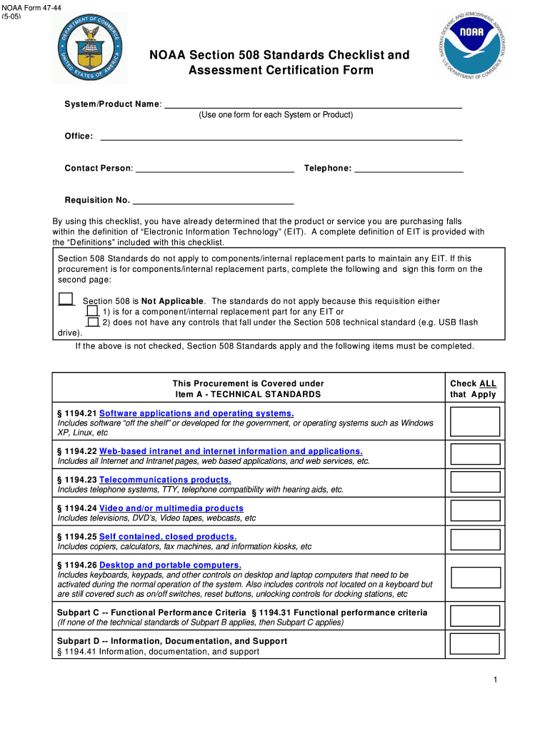 NOAA Form 47 44 NOAA Section 508 Standards Checklist and    Corporateservices Noaa