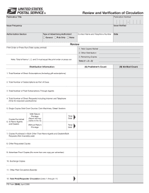PS Form 3548, Review and Verification of Circulation USPS Com