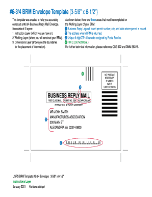 6 34 BRM Envelope Template 3 58&quot; X 6 12&quot;  Form