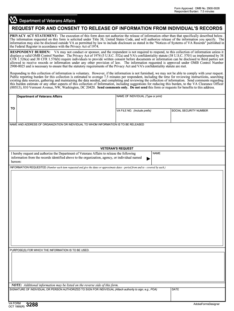  Va Form 3288 1995-2024