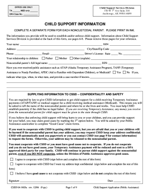 Alaska Child Support Form 1603