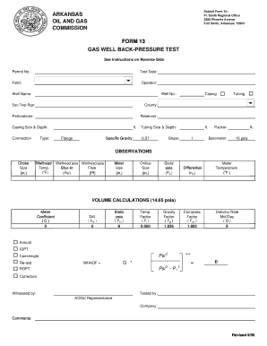 Gas Pressure Test Form