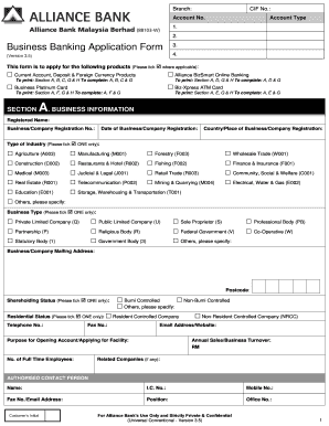 Business Banking Online Form