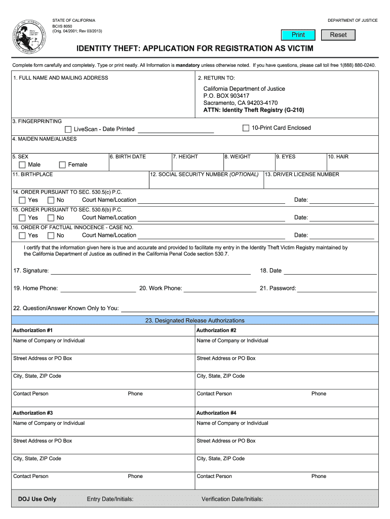  California Form Bciis 100 2013-2024