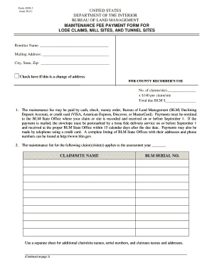 Blm Maintenance Fee Payment Form