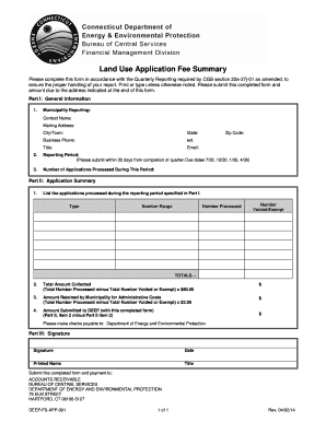 Ct Deep Land Use Application Fee Summary  Form