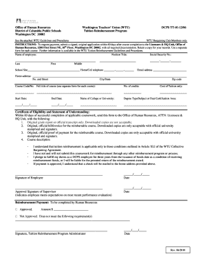 Dcps Tuition Reimbursement  Form