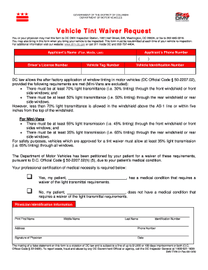 Dmv Tint Waiver  Form