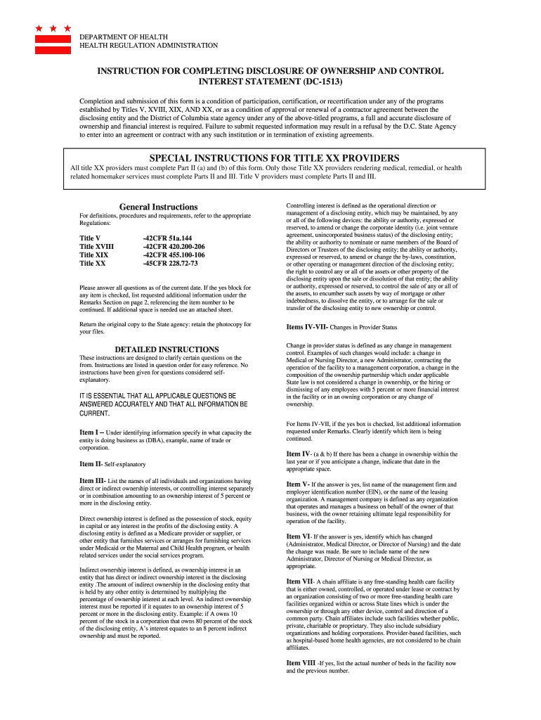  Dc 1513 Form Ownership Statement 2004-2024