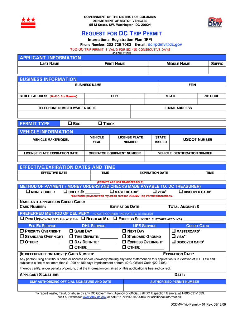  Dc Trip Permit 2009-2024