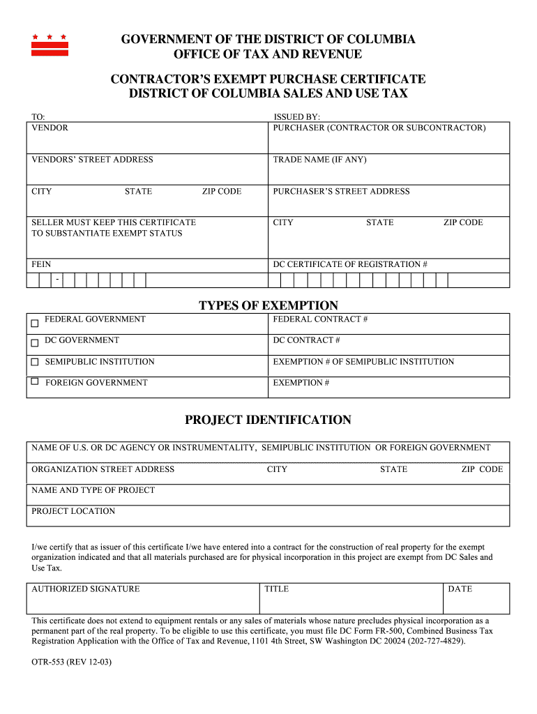  Otr 553  Form 2003