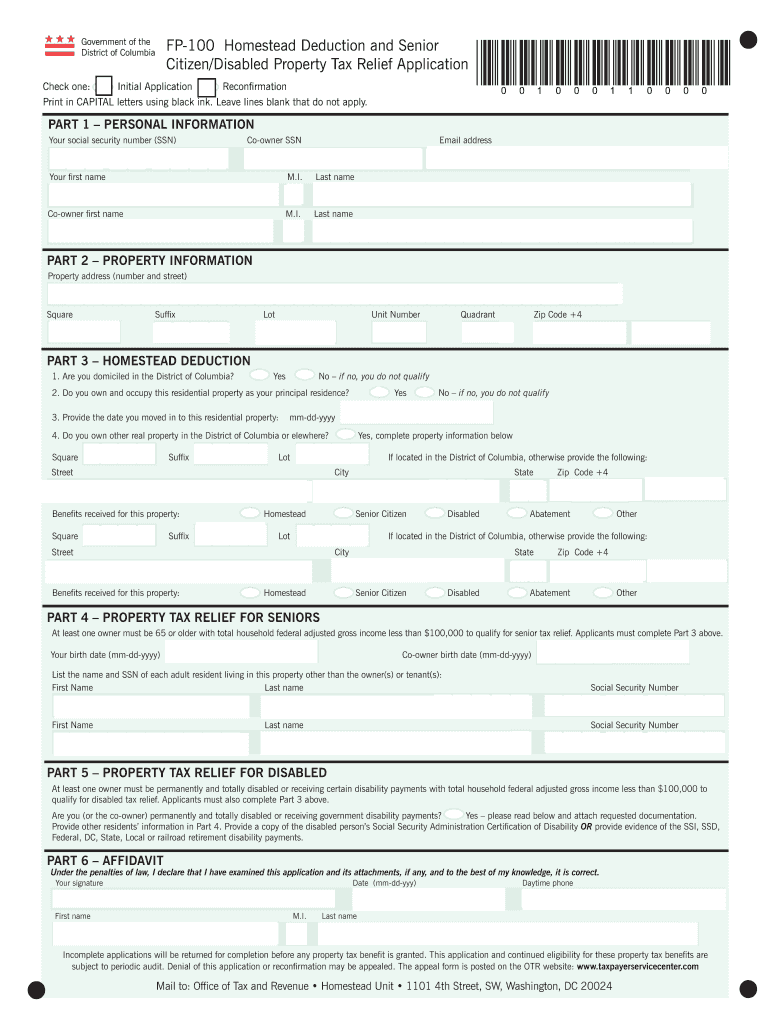Dc Homestead Application  Form