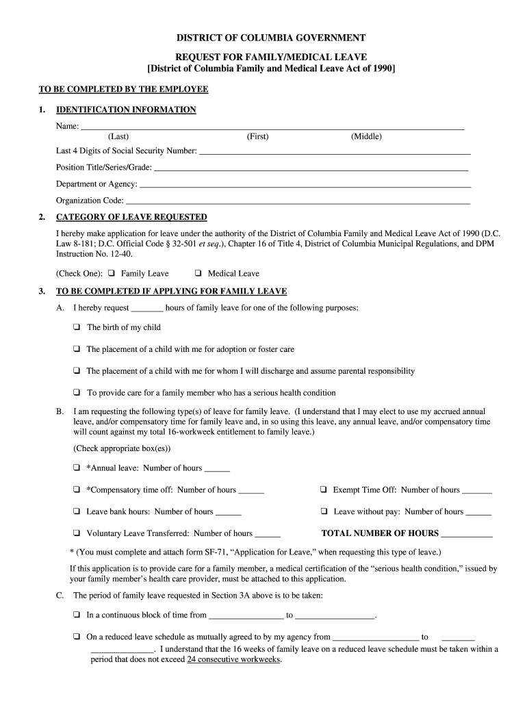 Medical Leave Form for Employee