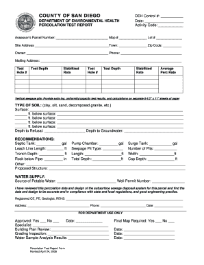 Perc Test San Diego  Form