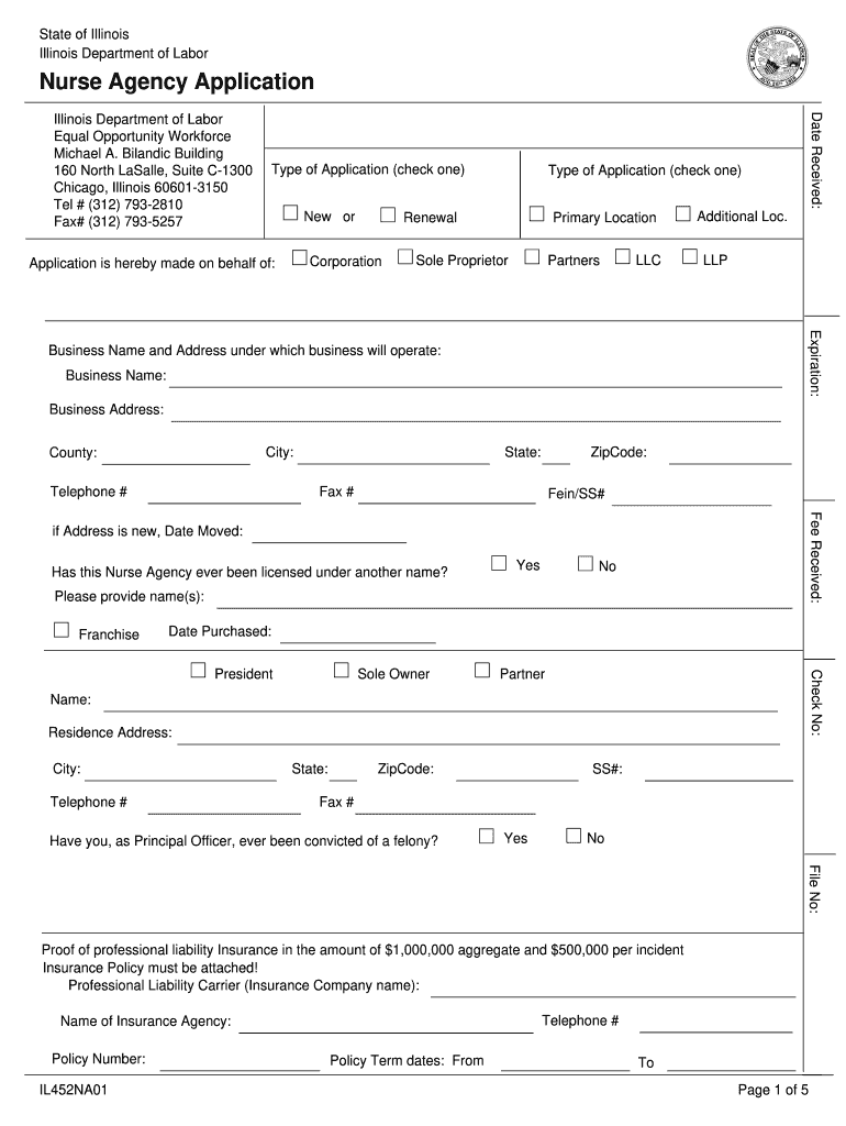 Illinois Nurse Agency Application  Form