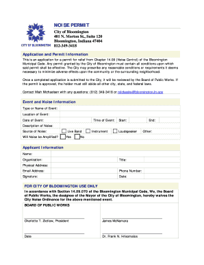 Noise Permit Application PDF 56 46 KB City of Bloomington Bloomington in  Form