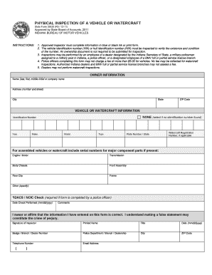 Indiana Watercraft Title Application  Form