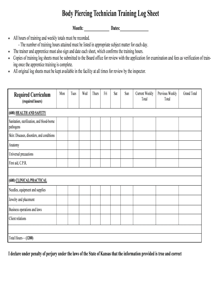  Body Log Sheet 2012-2024