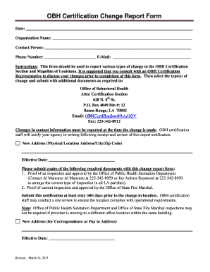 Obh Certification Louisiana Form