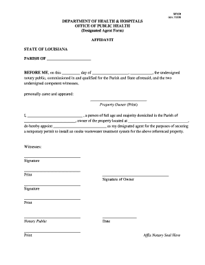 Designated Agent Form Louisiana Department of Health and Dhh Louisiana