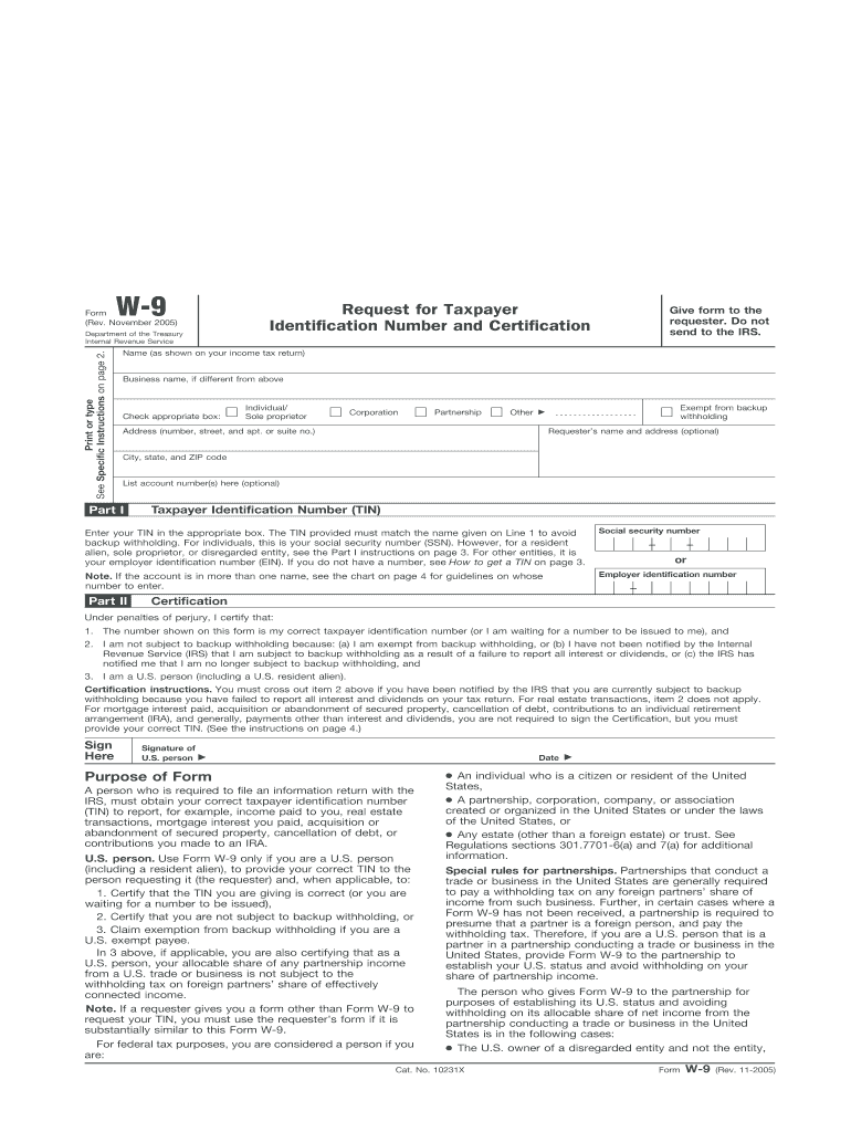 Form for W9