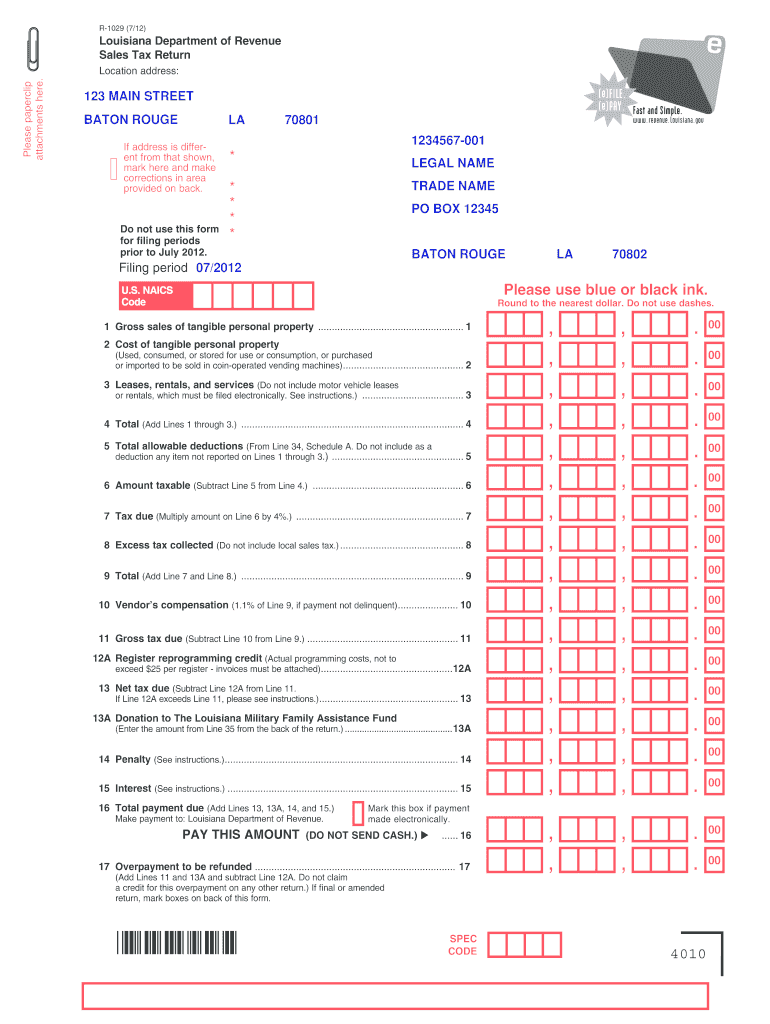  Louisiana Form 4010 Fillable 2012