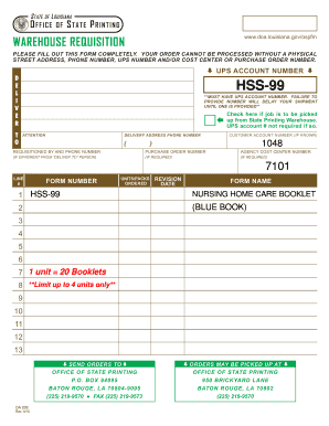 Nursing Home Blue Book Order Form Dhh Louisiana