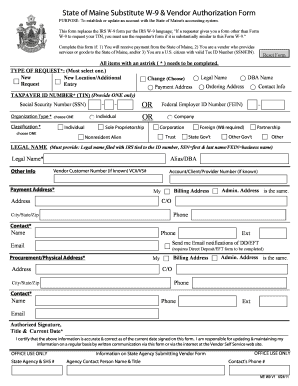 Printable W 9 Form State of Maine