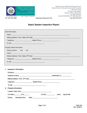 Maine Septic System Inspection  Form