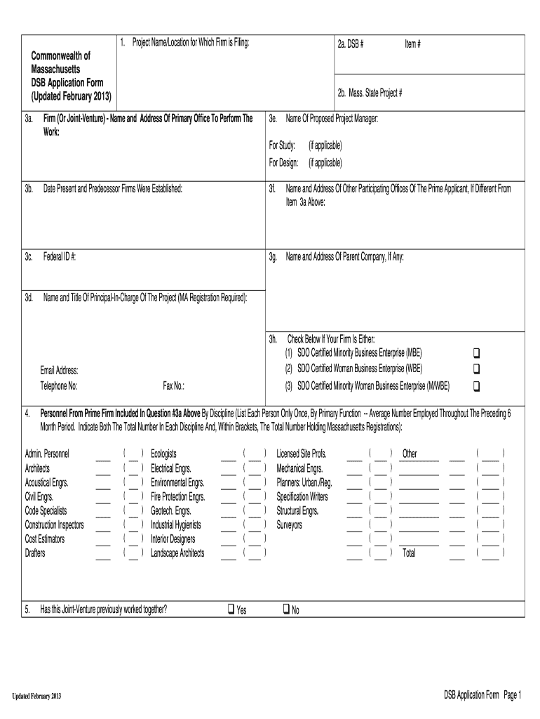  Massachusetts Dsb Application Form 2013-2024