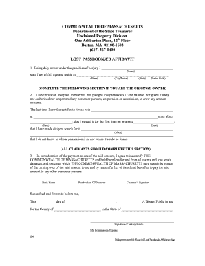 Affidavit Format for Lost Bank Passbook