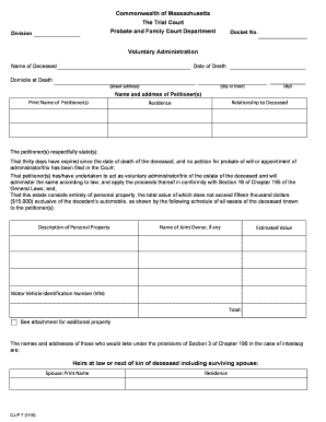 Massachusetts Form Cjp7