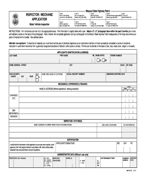 Mechanic Job Application  Form