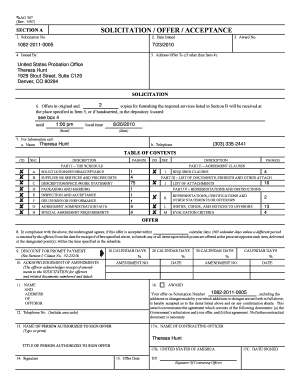 AO 367 SolicitationOfferAcceptance U S District Court for the Cod Uscourts  Form