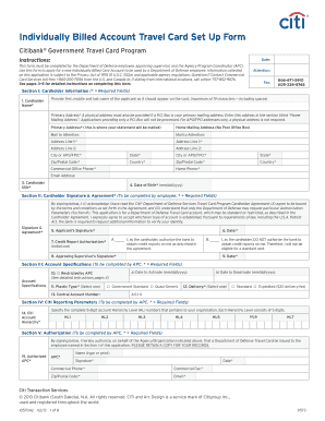 Individual Billed Account Travel Card Set Up Form