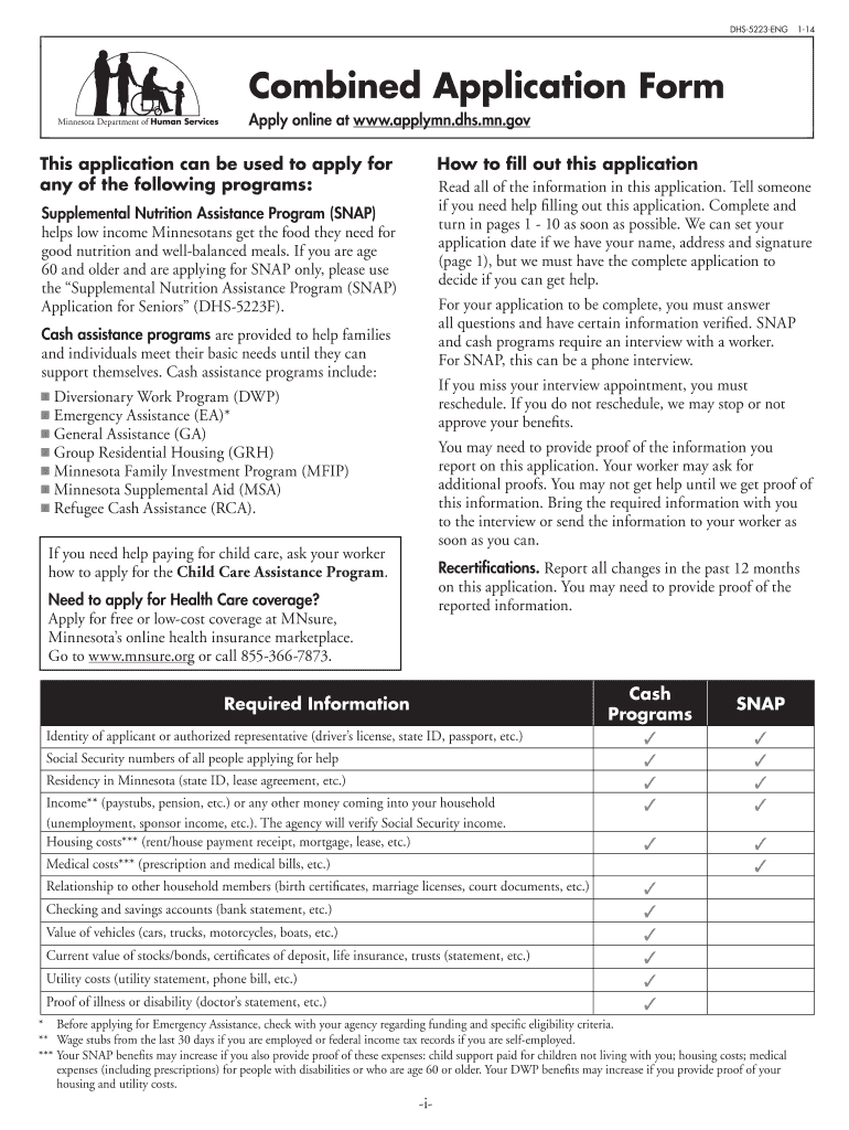  Caf Dhs 5223 Form 2014