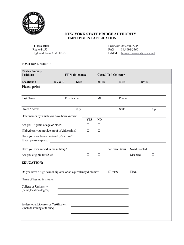 Nys Bridge Authority Employment 2003-2025