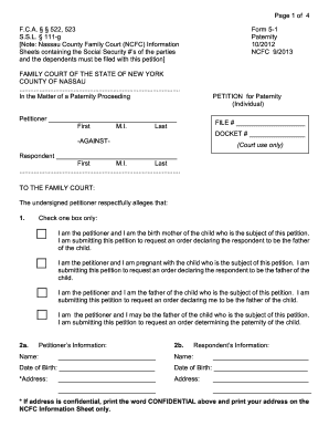 Paternity Petition  Form