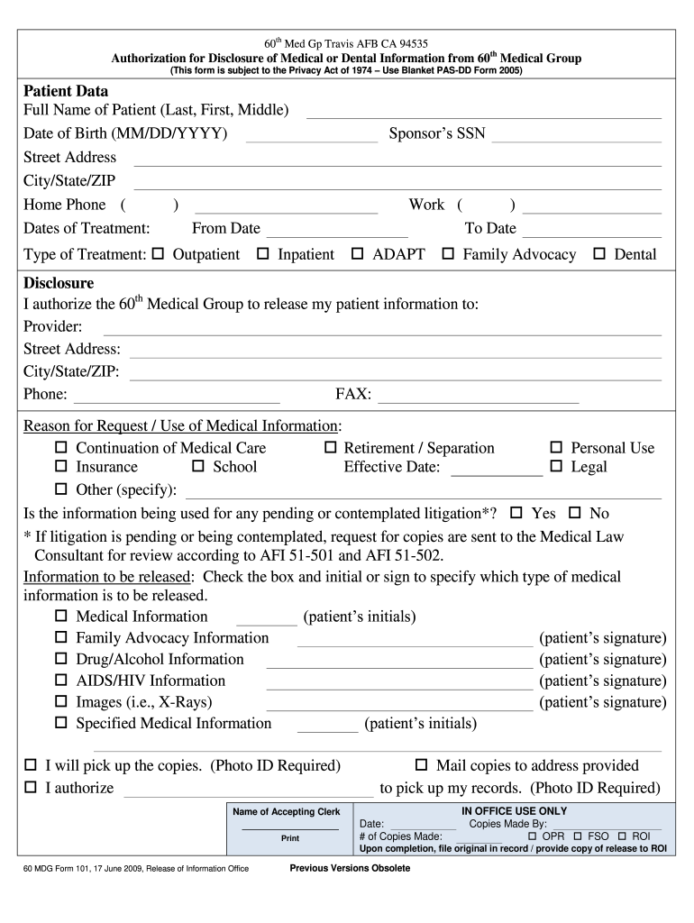  60 Mdg Form 101 2009-2024